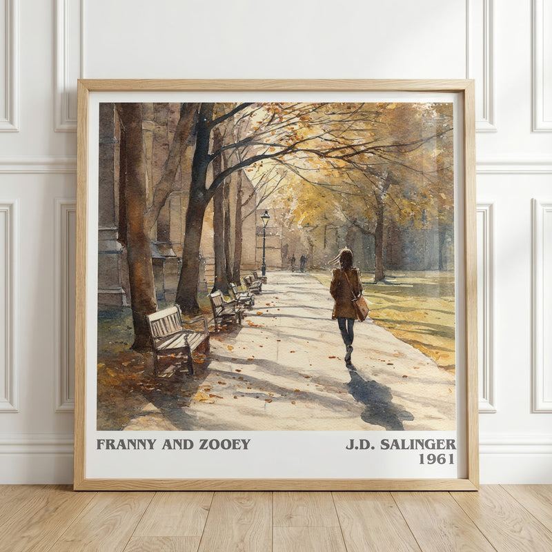 Franny and Zooey literary print in frame leaning in hallway – classic literature wall art