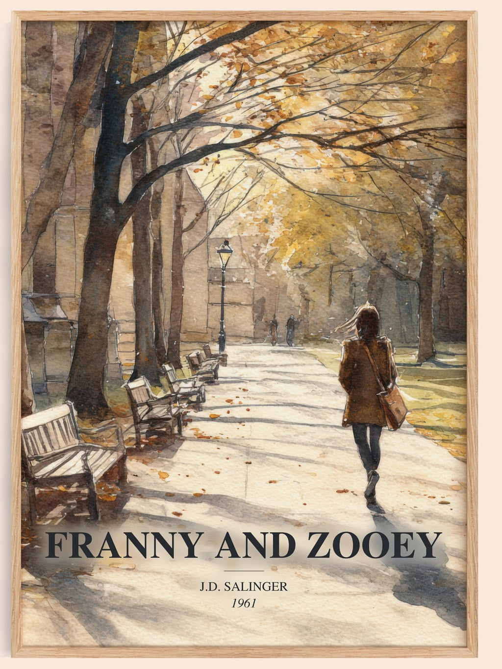 Franny And Zooey watercolour book poster by J.D. Salinger – framed literary art print