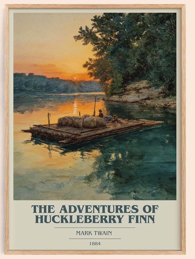 The Adventures of Huckleberry Finn Book Cover Poster by Mark Twain