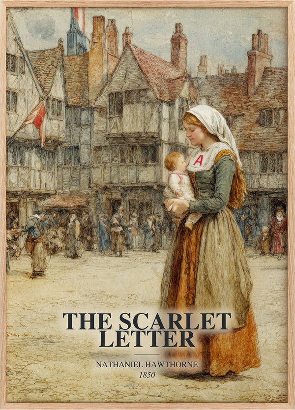 Scarlet Letter Book Watercolour Illustration by Nathaniel Hawthorne