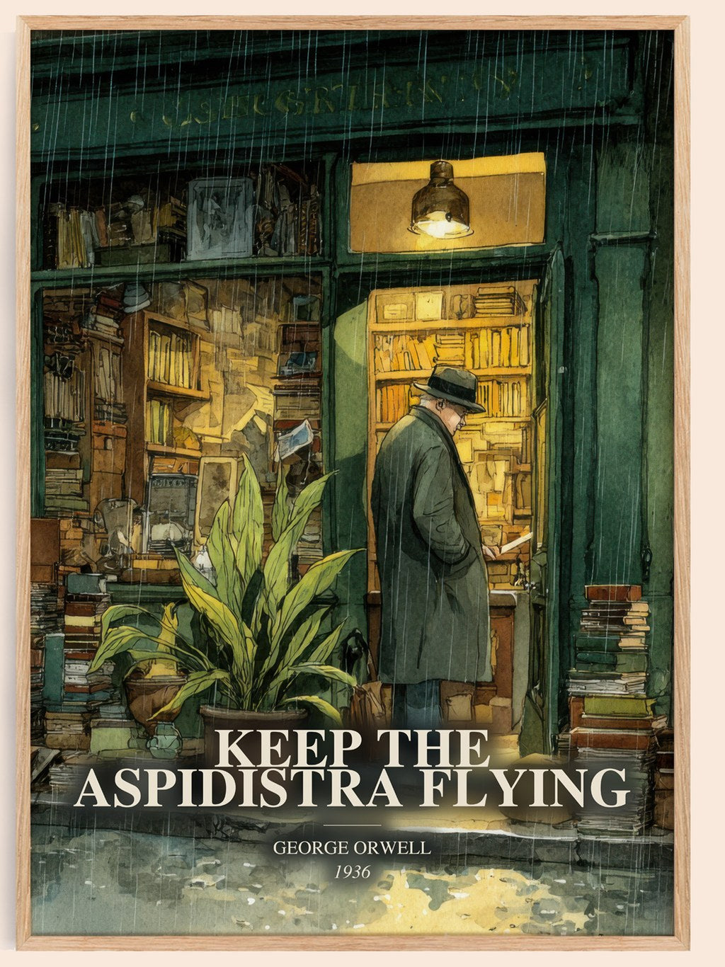 Keep The Aspidistra Flying watercolour book poster by George Orwell – framed literary art print