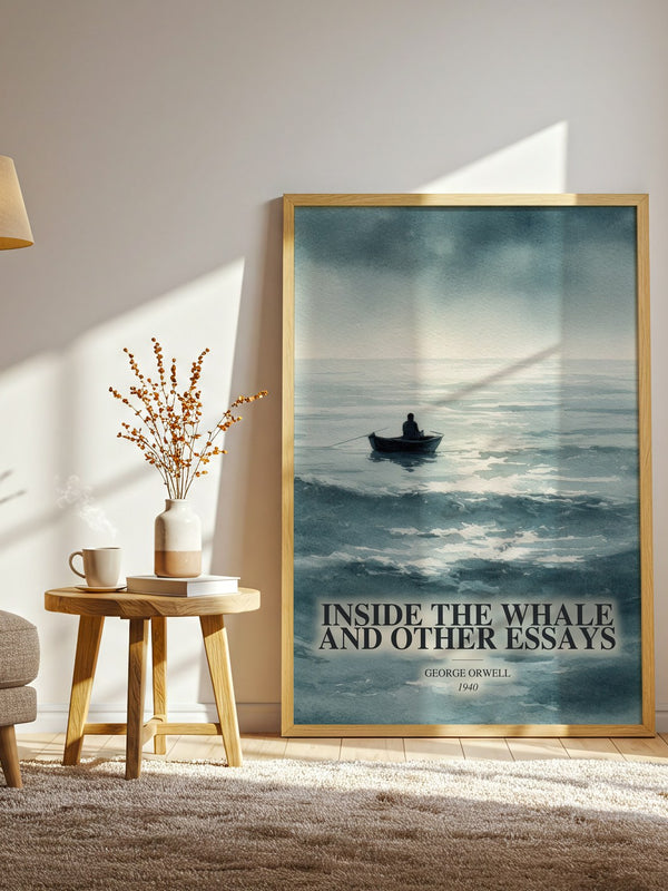 Inside The Whale And Other Essays watercolour print in frame leaning in hallway – non fiction wall art