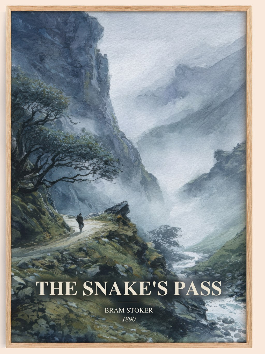 The Snake'S Pass watercolour book poster by Bram Stoker – framed literary art print