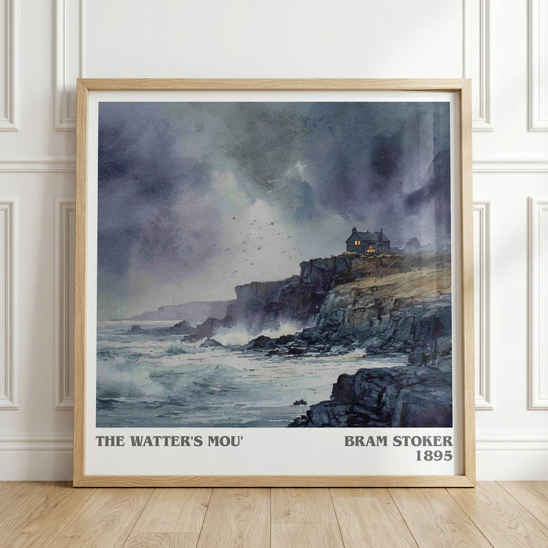 The Watter's Mou' literary print in frame leaning in hallway – gothic wall art