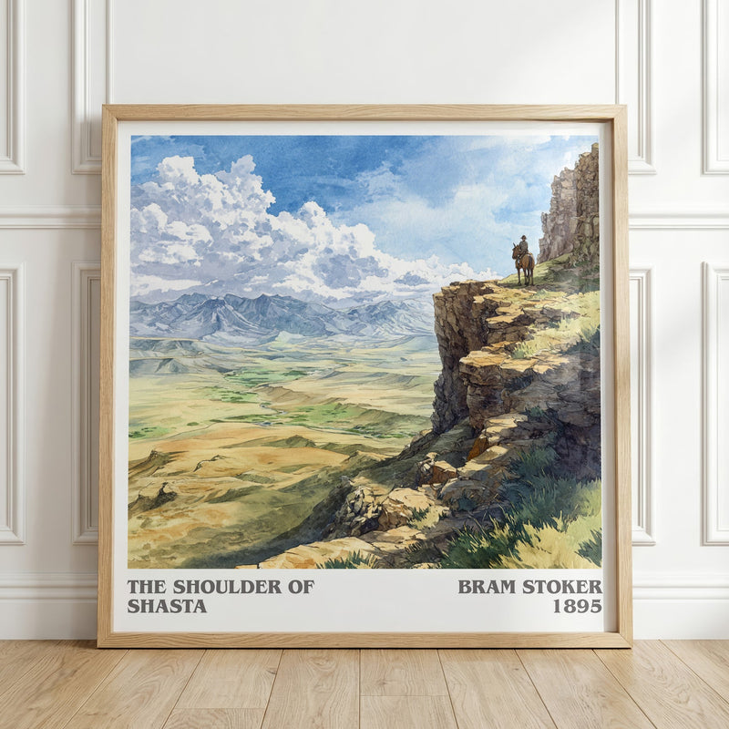 The Shoulder of Shasta literary print in frame leaning in hallway – gothic wall art