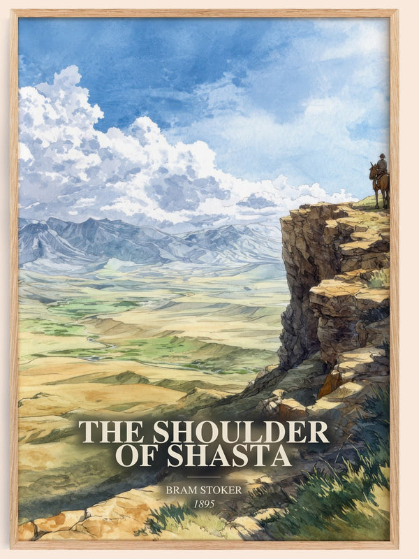 The Shoulder Of Shasta watercolour book poster by Bram Stoker – framed literary art print