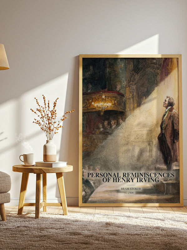 Personal Reminiscences Of Henry Irving watercolour print in frame leaning in hallway – memoir wall art