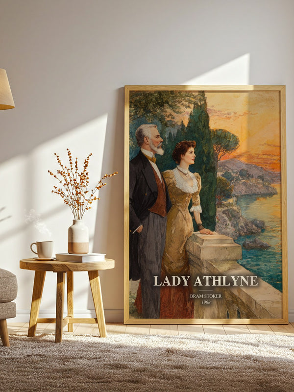 Lady Athlyne watercolour print in frame leaning in hallway – romance wall art