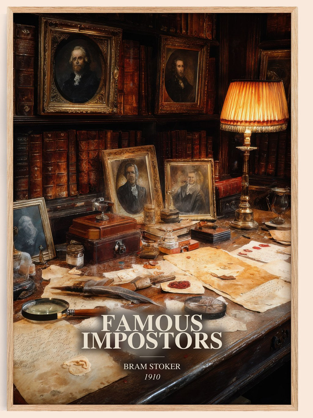 Famous Impostors watercolour book poster by Bram Stoker – framed literary art print