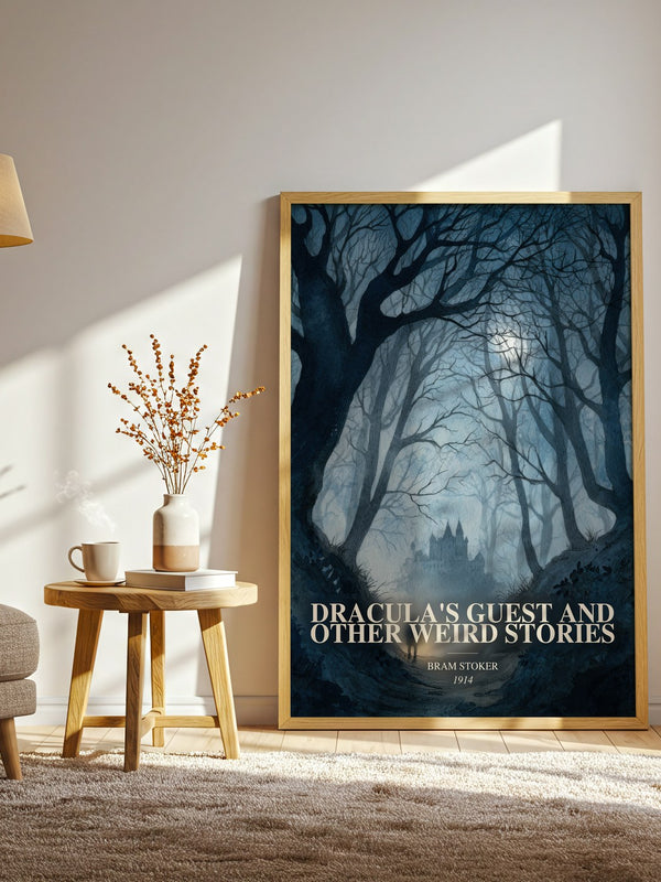 Dracula'S Guest And Other Weird Stories watercolour print in frame leaning in hallway – horror wall art