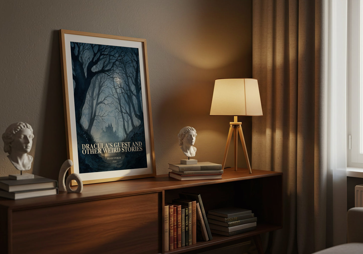 Dracula'S Guest And Other Weird Stories watercolour print on bookshelf – Bram Stoker fan gift