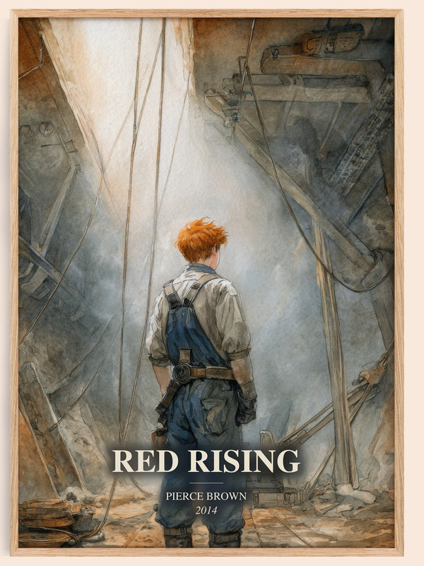 Red Rising watercolour book poster by Pierce Brown – framed literary art print