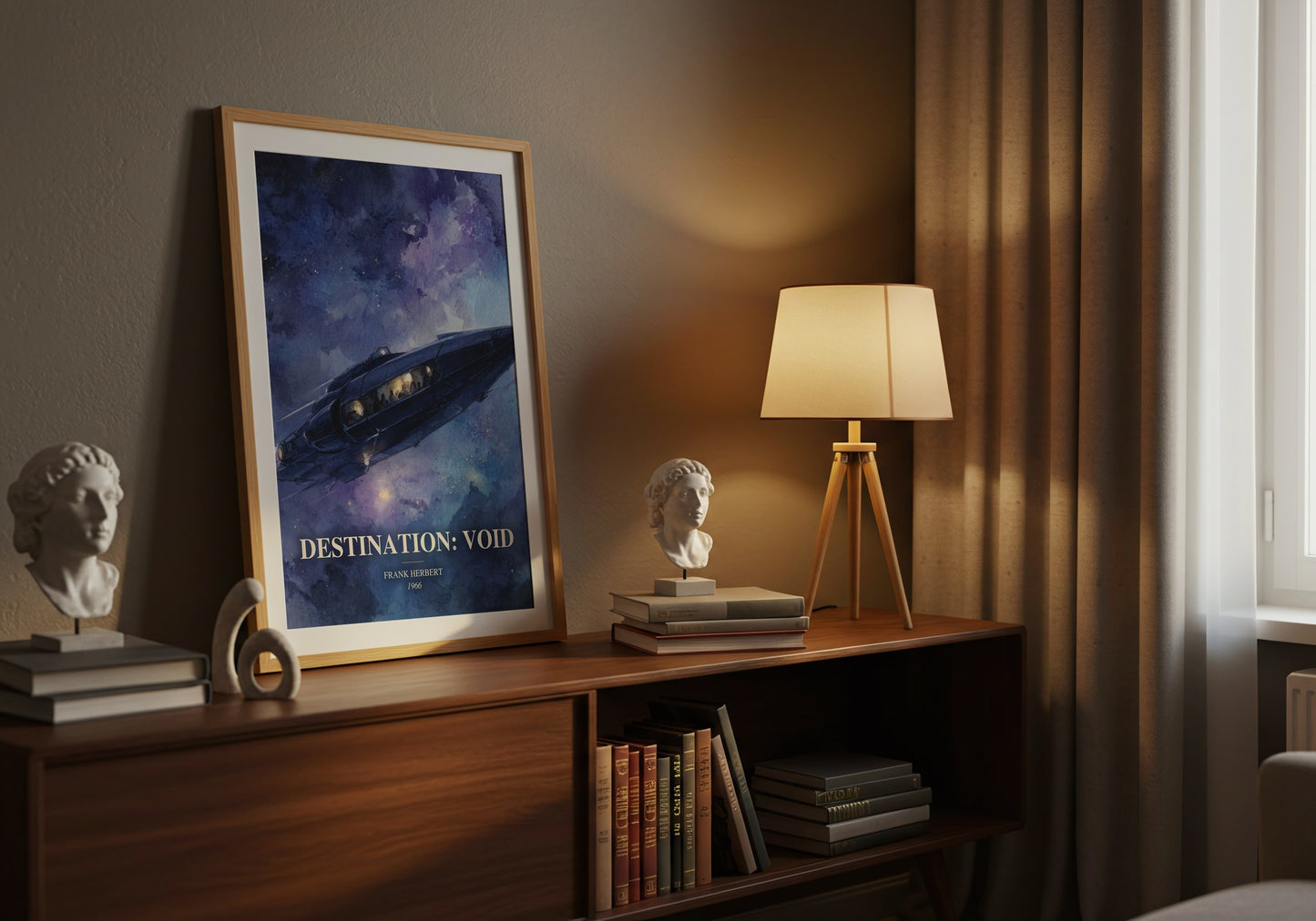 Destination: Void watercolour print on bookshelf – Frank Herbert fan gift