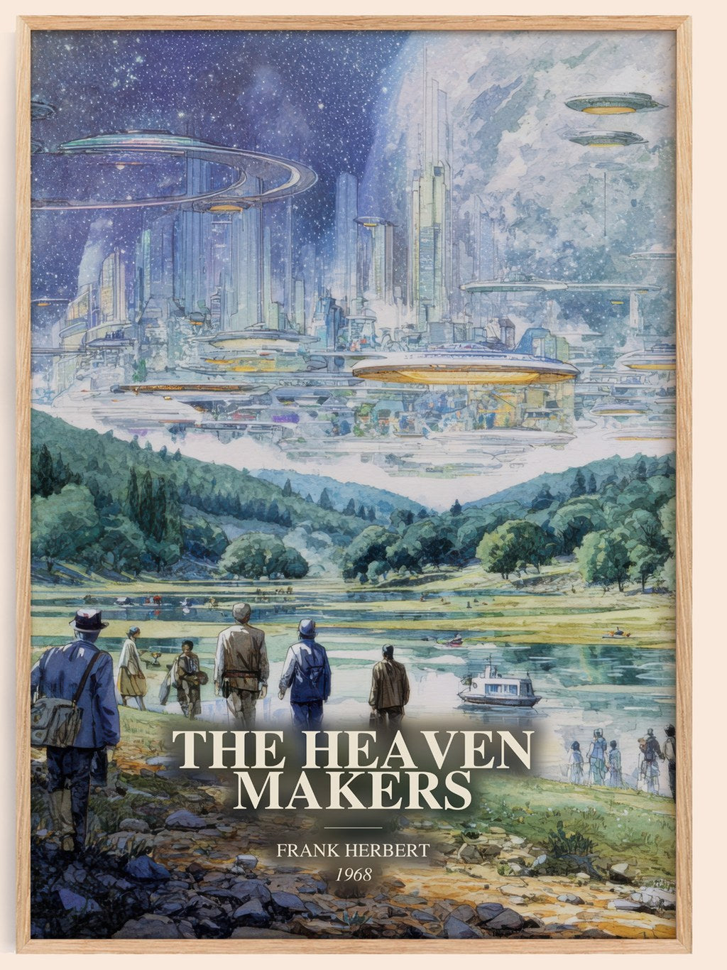 The Heaven Makers watercolour book poster by Frank Herbert – framed literary art print