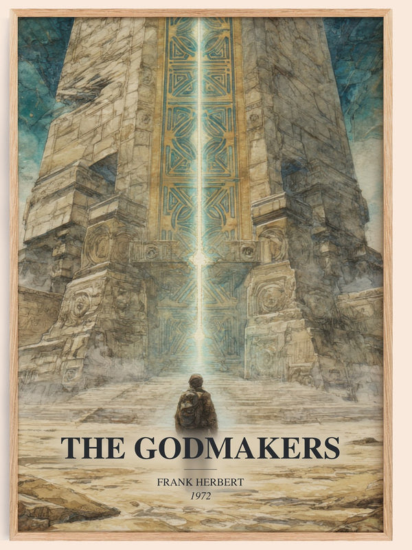 The Godmakers watercolour book poster by Frank Herbert – framed literary art print