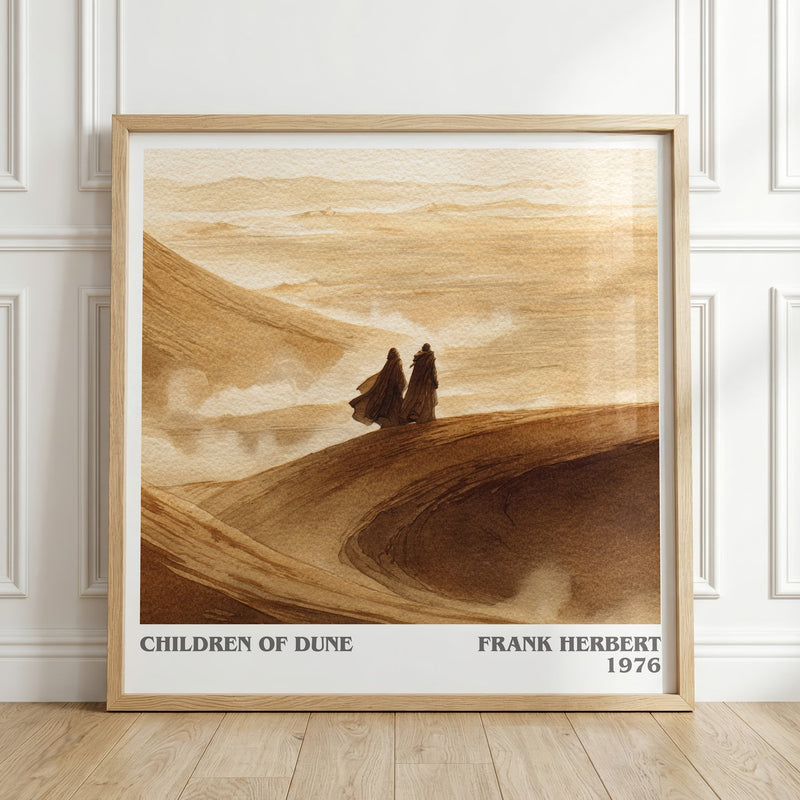 Children of Dune literary print in frame leaning in hallway – sci fi wall art