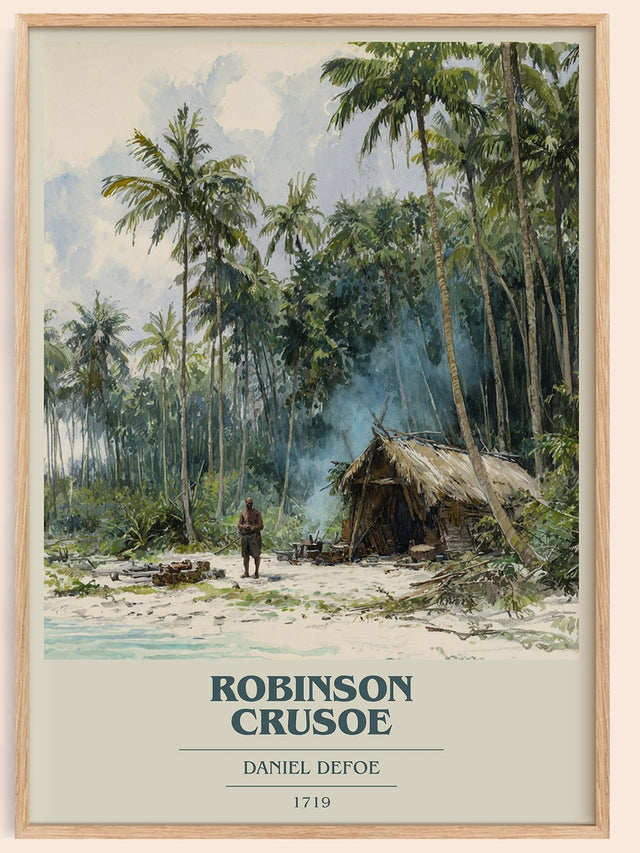 Robinson Crusoe Book Cover Poster by Daniel Defoe