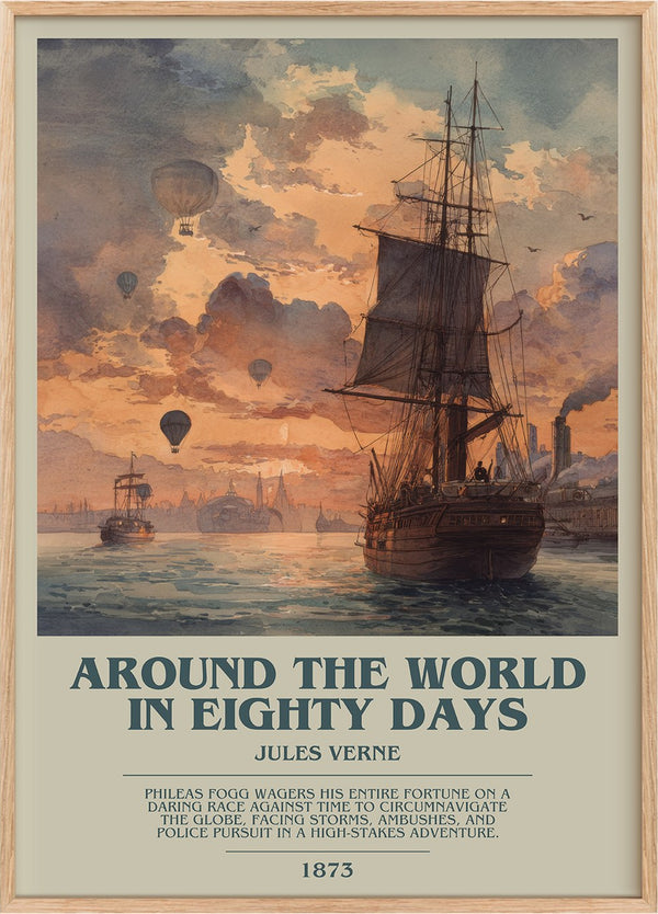 Around the World in Eighty Days Bookish Wall Art by Jules Verne