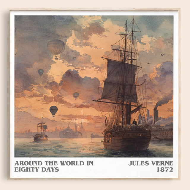 Around the World in Eighty Days Literary Art Print by Jules Verne