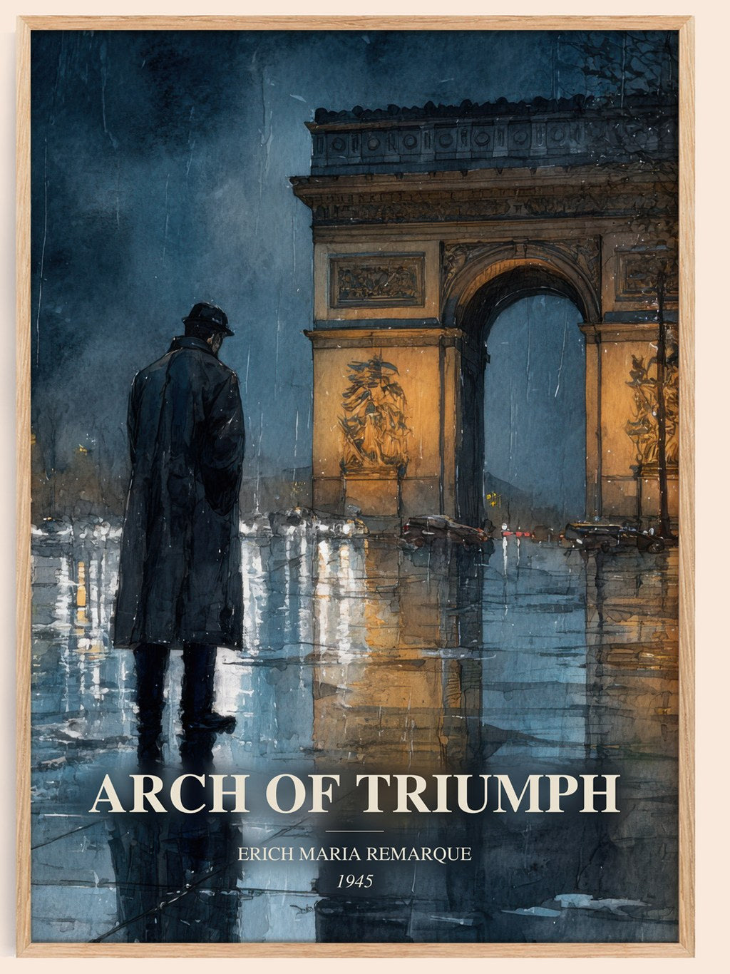 Arch Of Triumph watercolour book poster by Erich Maria Remarque – framed literary art print