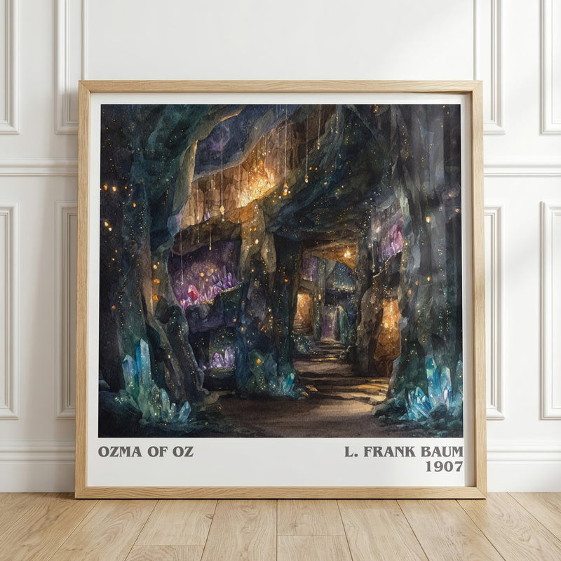 Osma Of Oz literary print in frame leaning in hallway – childrens wall art