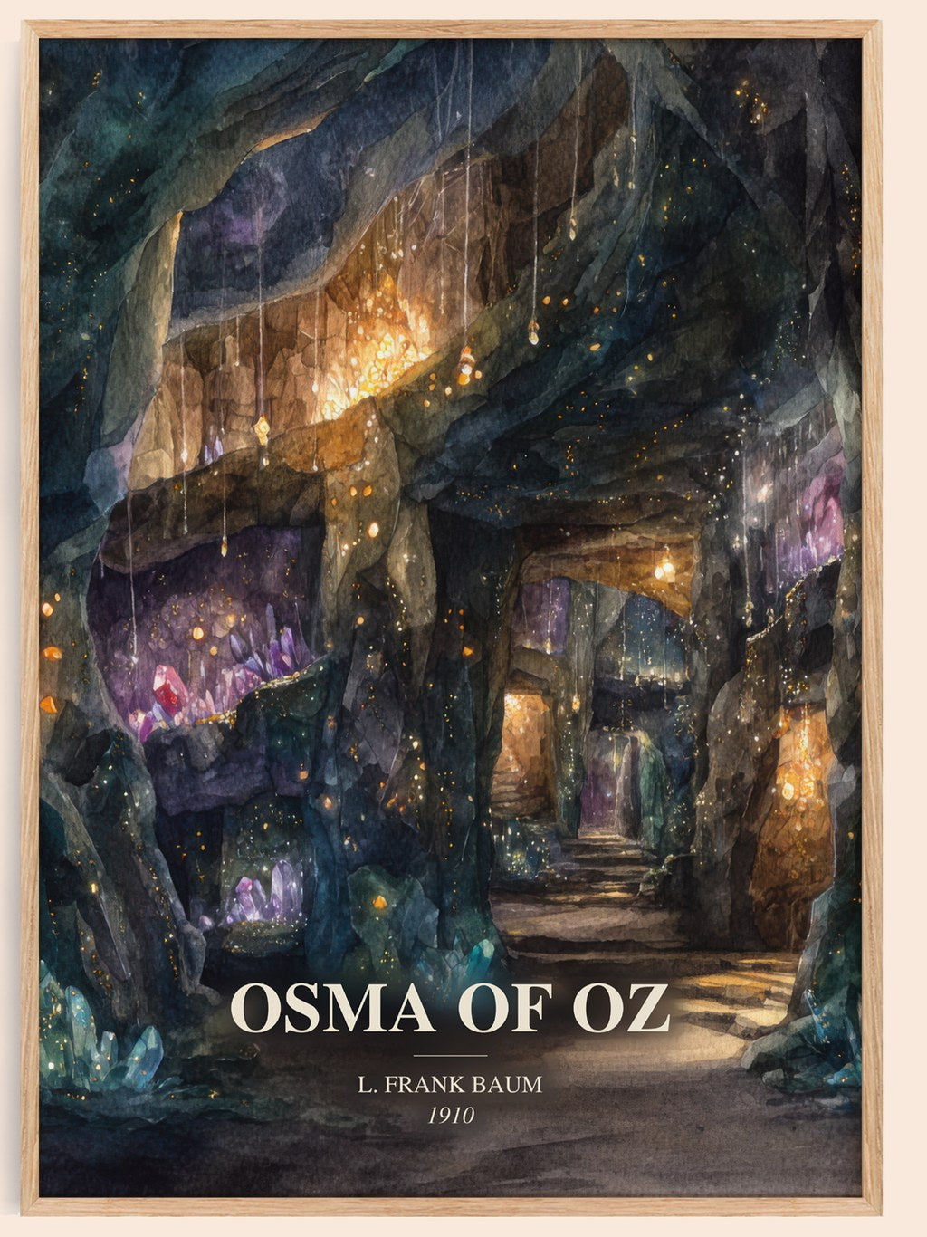 Osma Of Oz watercolour book poster by L. Frank Baum – framed literary art print
