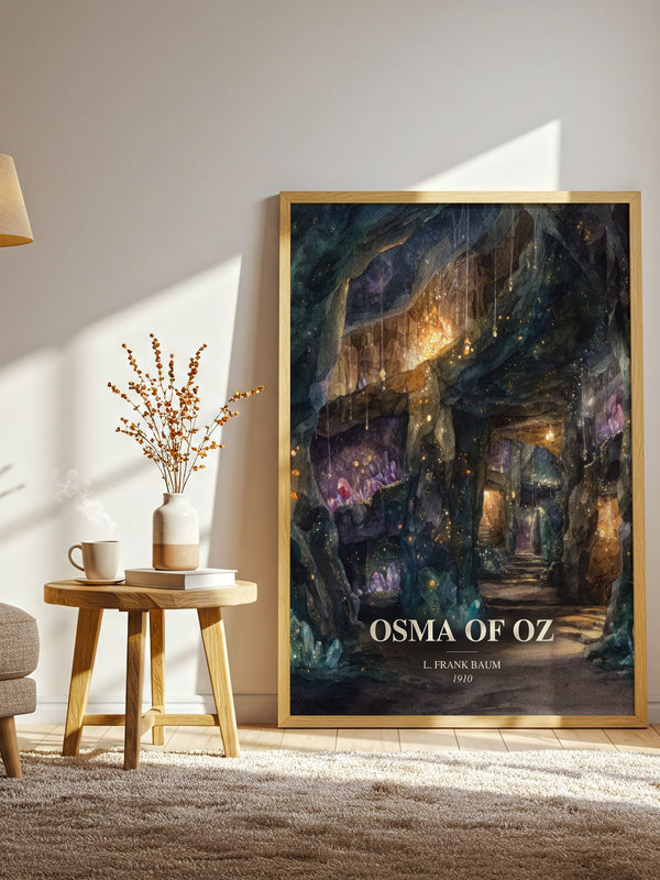 Osma Of Oz watercolour print in frame leaning in hallway – childrens wall art