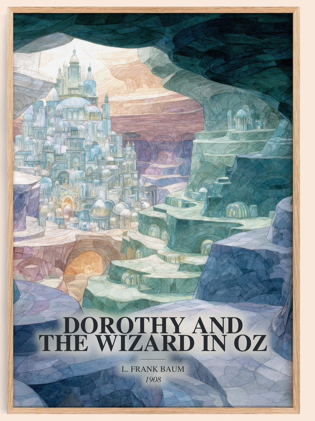 Dorothy And The Wizard In Oz watercolour book poster by L. Frank Baum – framed literary art print