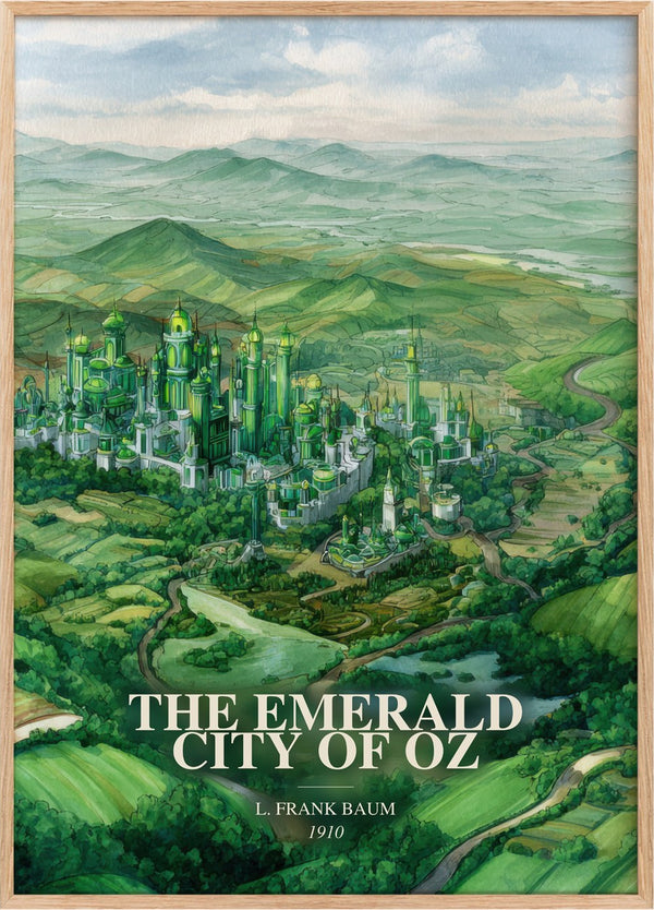 The Emerald City Of Oz Book Watercolour Illustration by L. Frank Baum