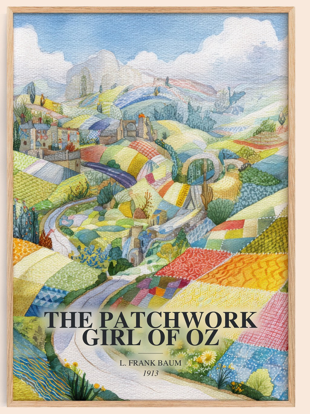The Patchwork Girl Of Oz watercolour book poster by L. Frank Baum – framed literary art print