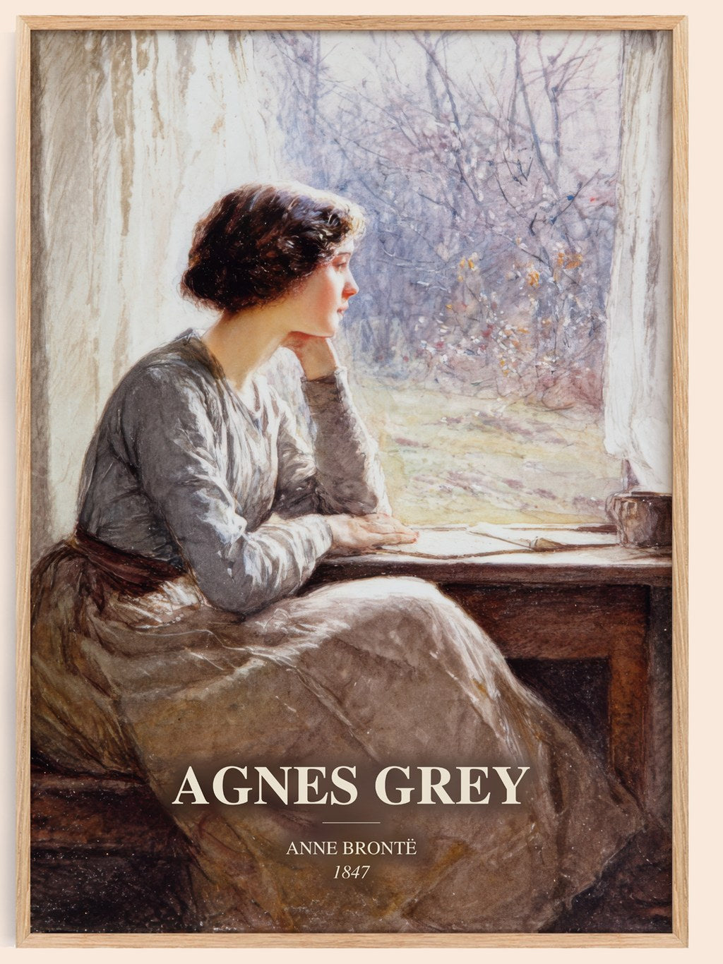 Agnes Grey watercolour book poster by Anne Brontë – framed literary art print