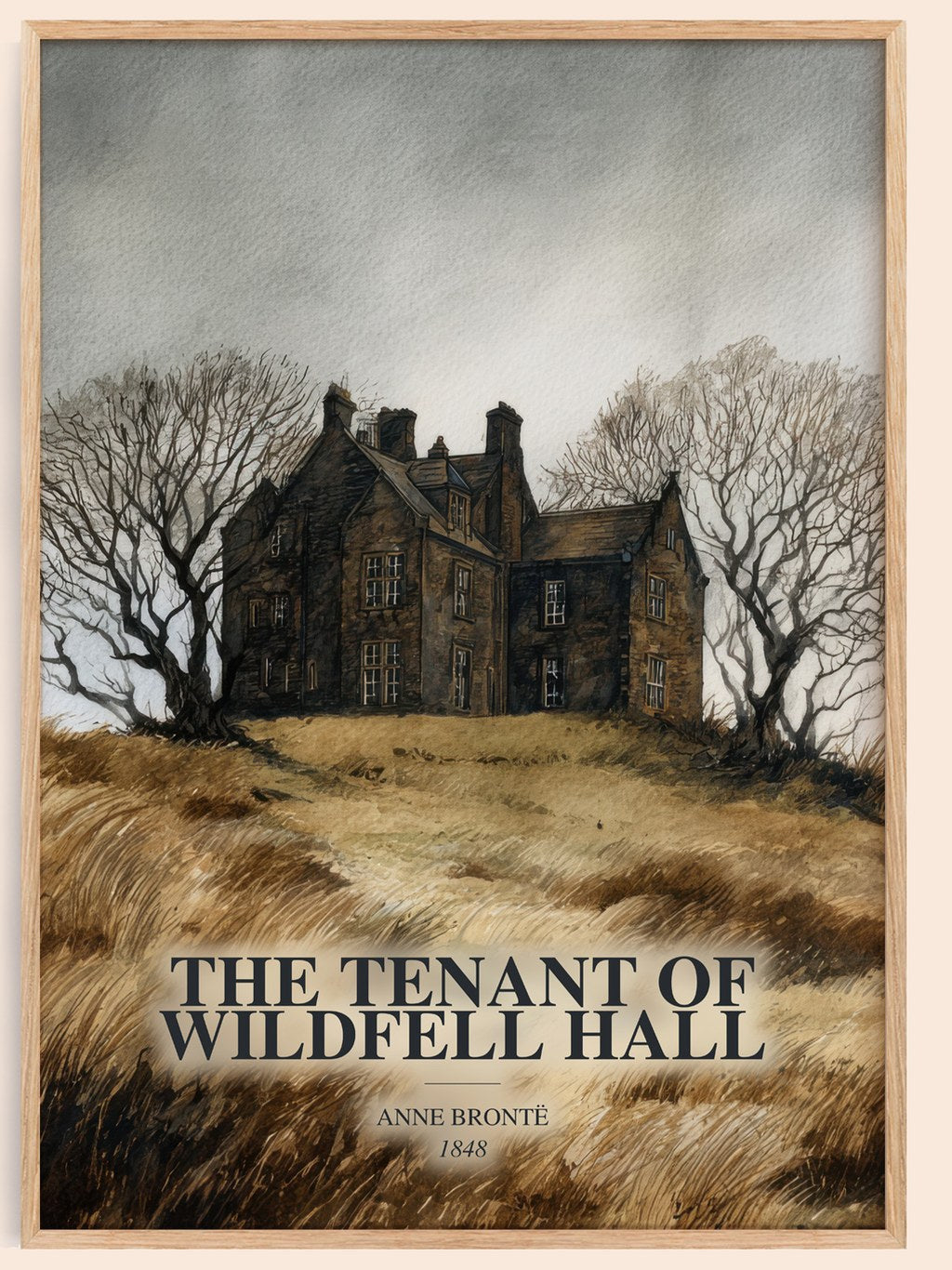 The Tenant Of Wildfell Hall watercolour book poster by Anne Brontë – framed literary art print