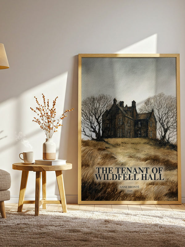 The Tenant Of Wildfell Hall watercolour print in frame leaning in hallway – classic literature wall art