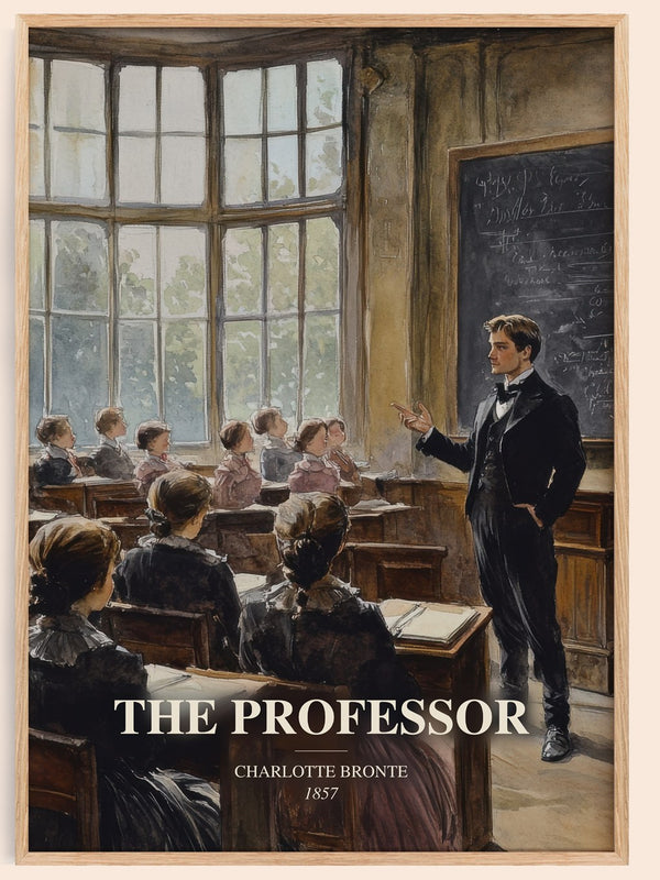 The Professor watercolour book poster by Charlotte Bronte – framed literary art print