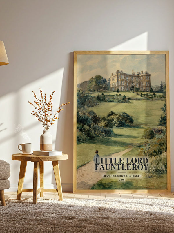 Little Lord Fauntleroy watercolour print in frame leaning in hallway – childrens wall art