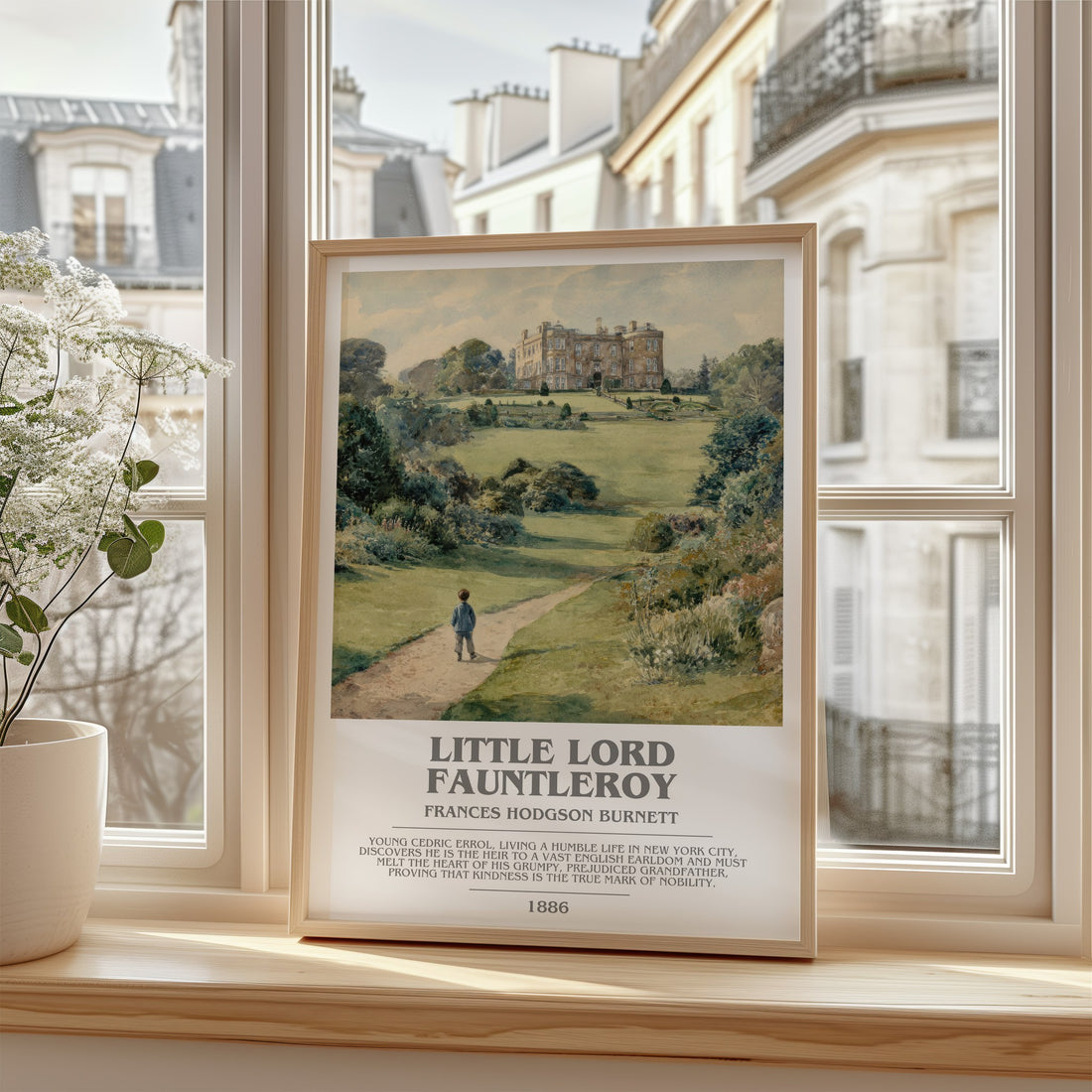 Little Lord Fauntleroy Bookish Wall Art by Frances Hodgson Burnett – framed print by a bright window