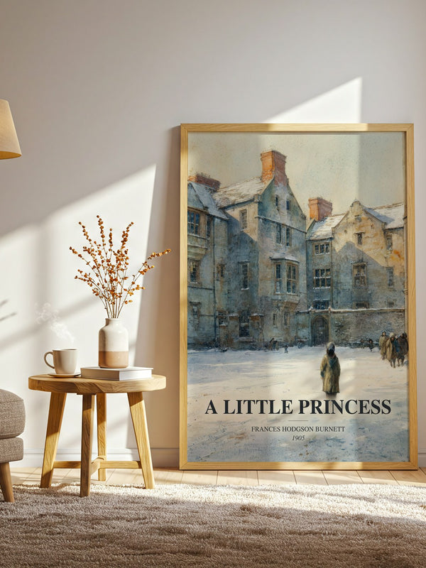 A Little Princess watercolour print in frame leaning in hallway – childrens wall art