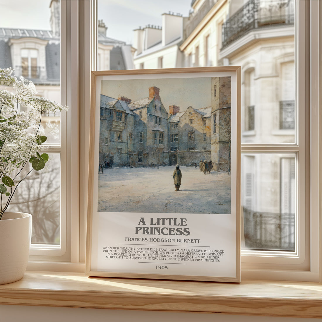 A Little Princess Bookish Wall Art by Frances Hodgson Burnett – framed print by a bright window