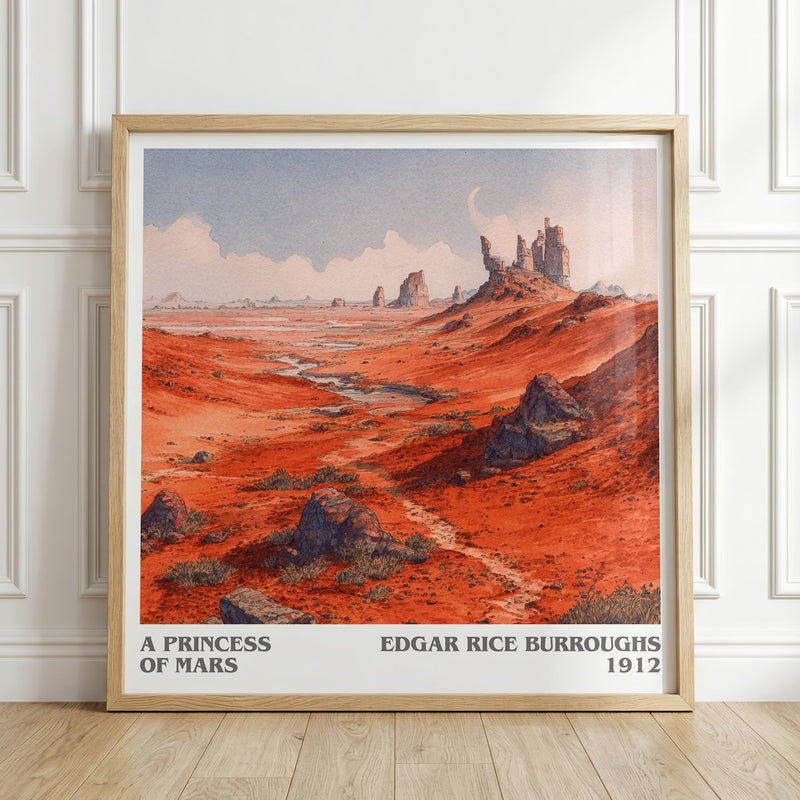 A Princess Of Mars literary print in frame leaning in hallway – childrens wall art