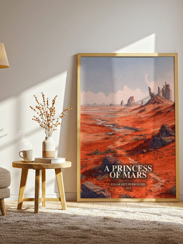 A Princess Of Mars watercolour print in frame leaning in hallway – sci fi wall art