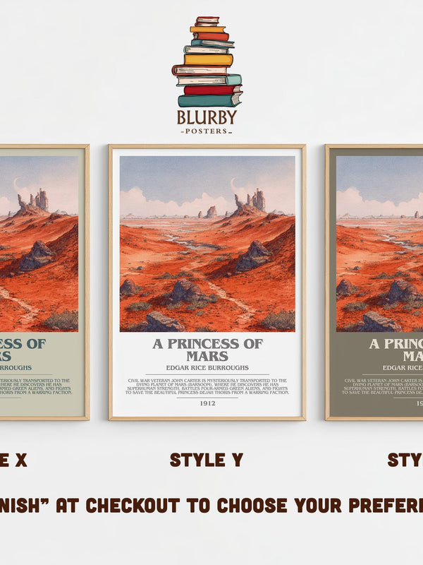A Princess Of Mars bookish print in frame leaning in hallway – childrens wall art