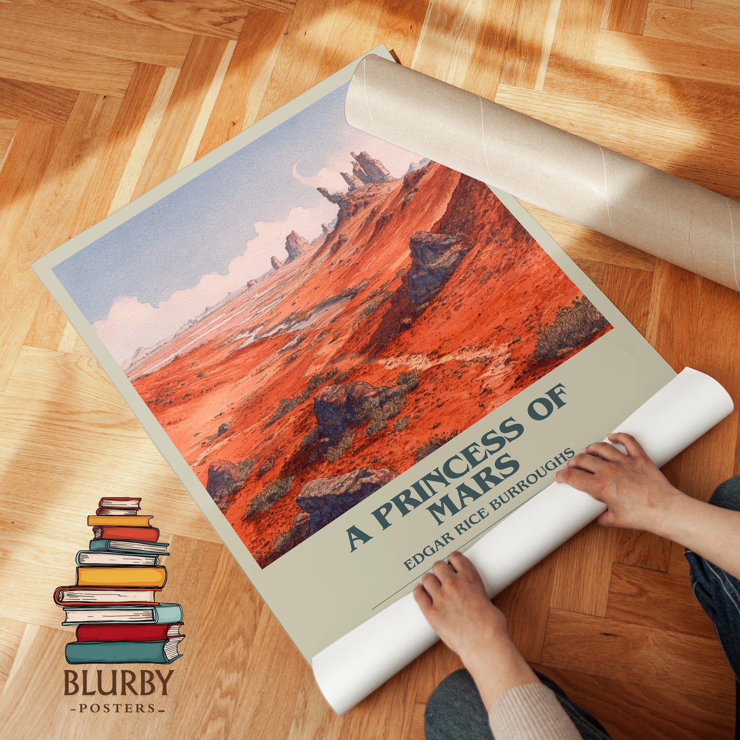 A Princess Of Mars bookish print on bookshelf – Edgar Rice Burroughs fan gift