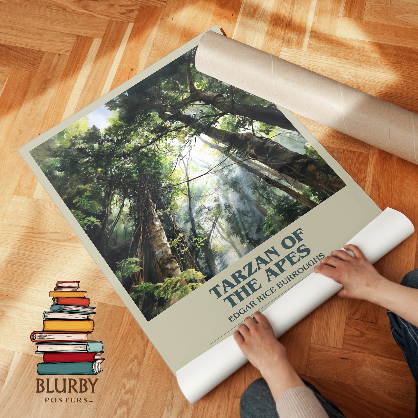 Tarzan of the Apes bookish print on bookshelf – Edgar Rice Burroughs fan gift