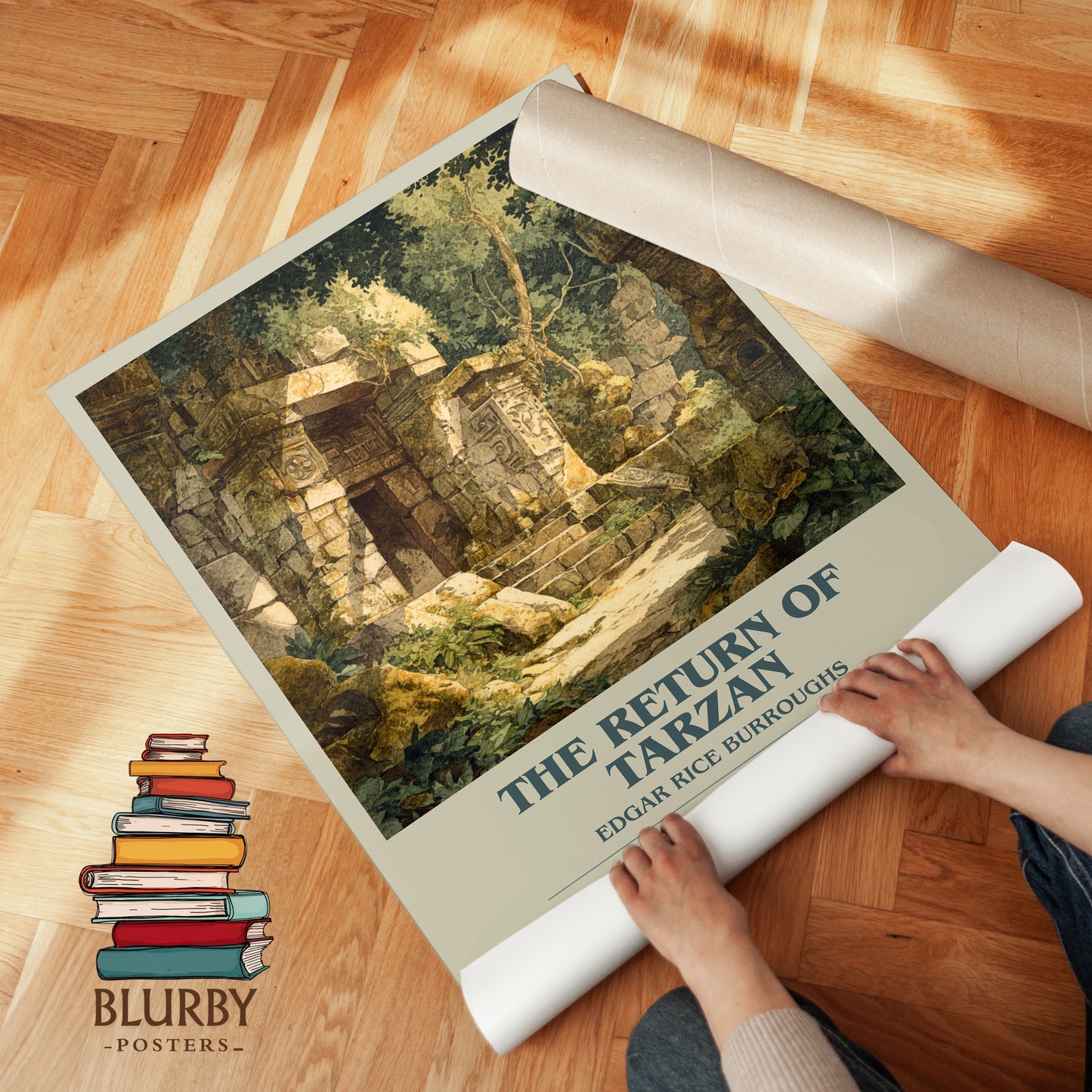 The Return Of Tarzan bookish print on bookshelf – Edgar Rice Burroughs fan gift