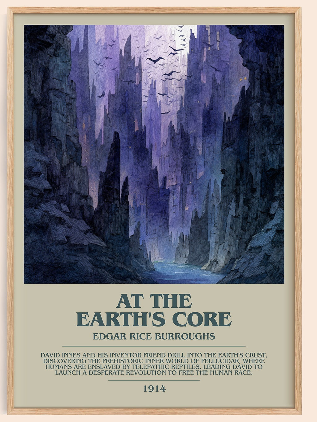 At The Earth's Core bookish book poster by Edgar Rice Burroughs – framed literary art print