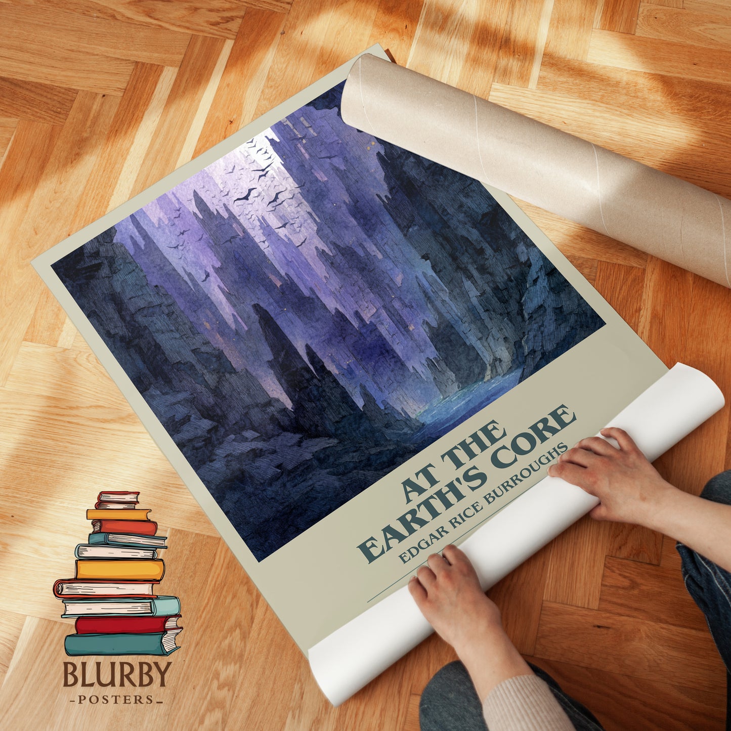 At The Earth's Core bookish print on bookshelf – Edgar Rice Burroughs fan gift