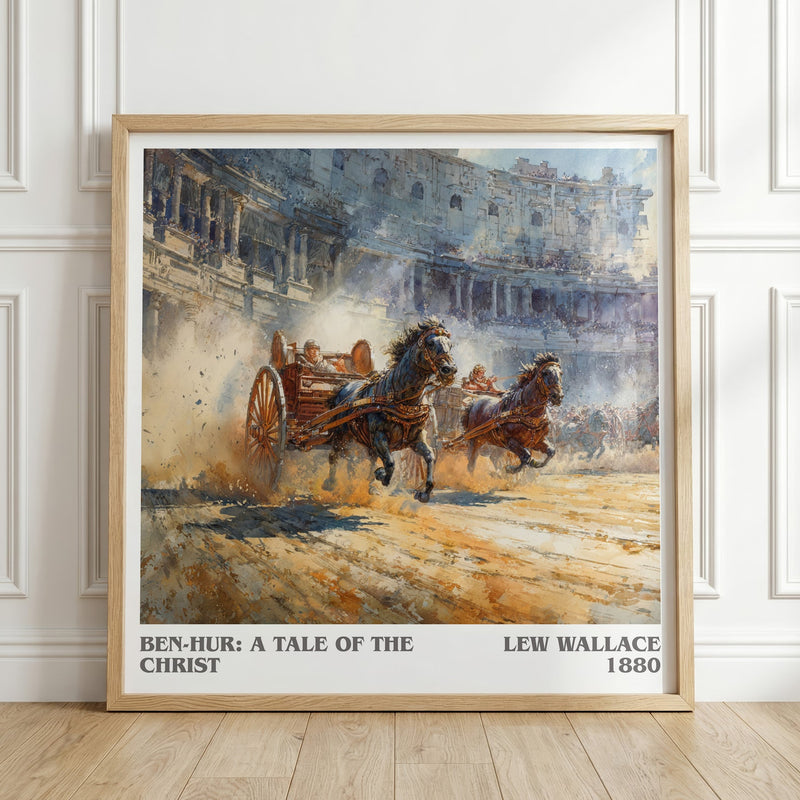 Ben-Hur, a Tale of the Christ literary print in frame leaning in hallway – adventure wall art