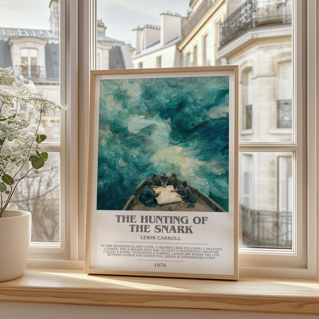 The Hunting Of The Snark Bookish Wall Art by Lewis Carroll – framed print by a bright window