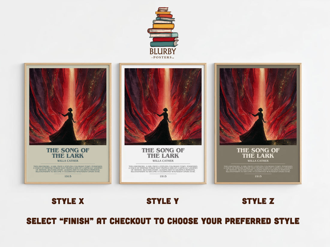 The Song of the Lark bookish print in frame leaning in hallway – classic literature wall art (mockup)