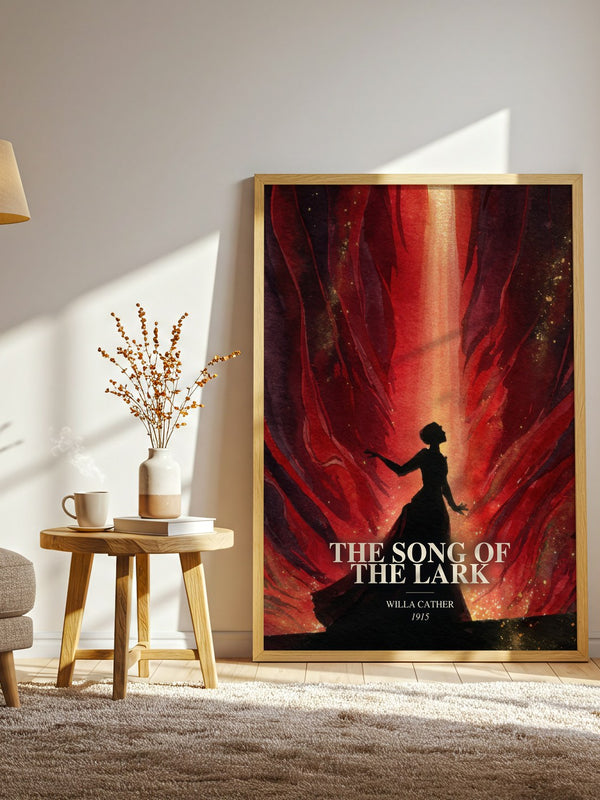 The Song Of The Lark watercolour print in frame leaning in hallway – coming of age wall art
